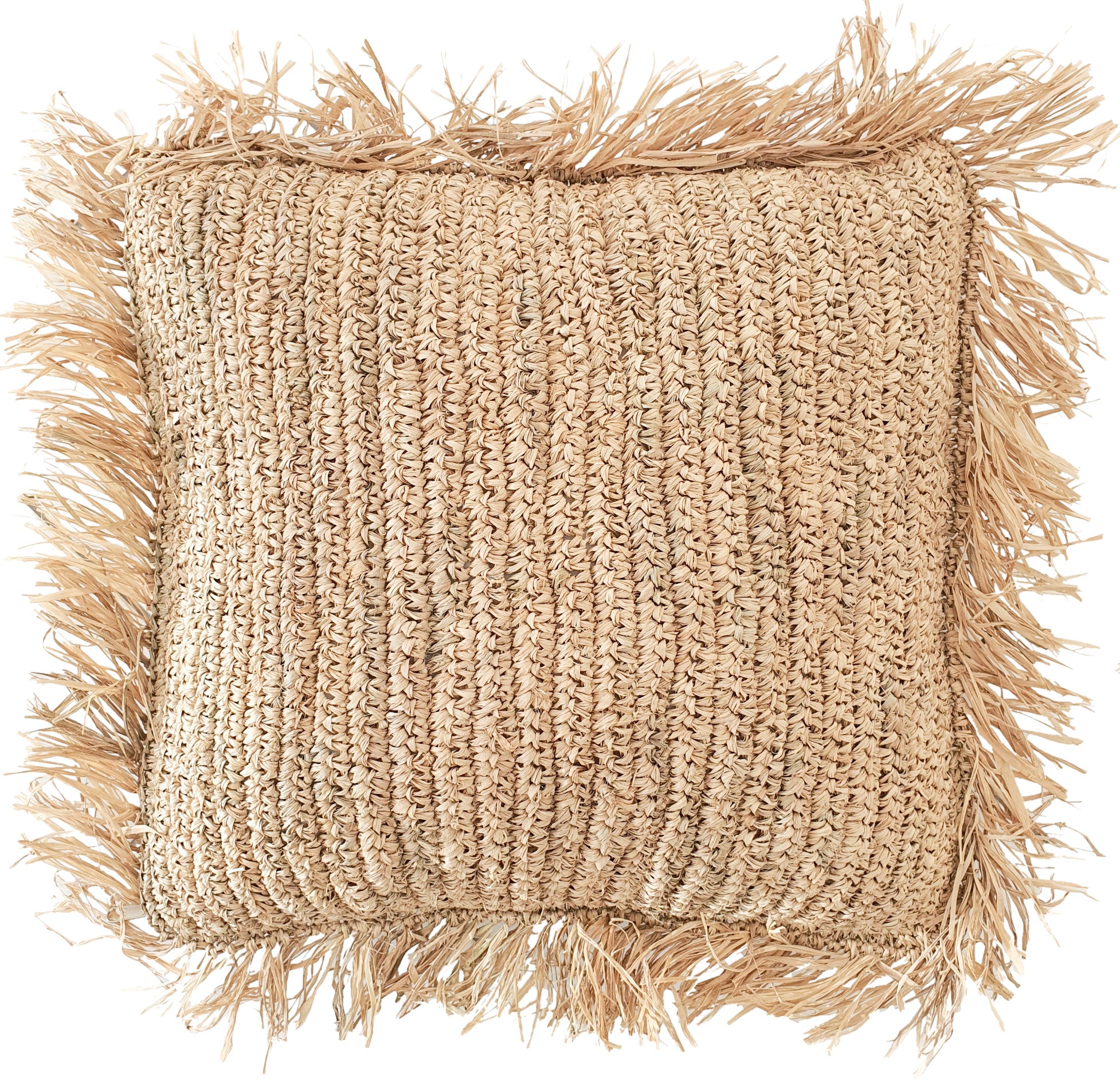 Villa | Luxe Raffia Square Cushion - Natural