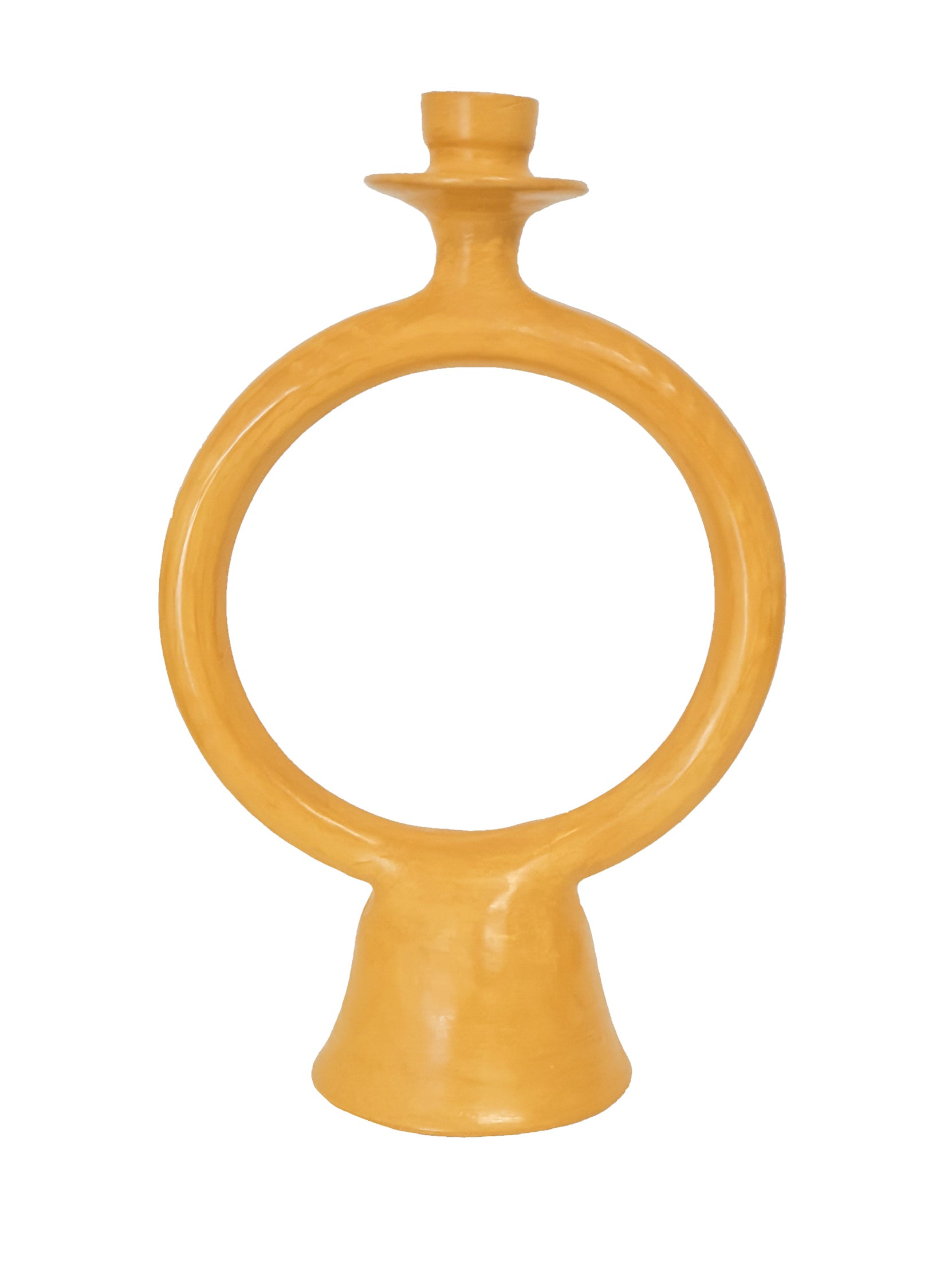 Tadelakt Round Candle Holder | Mustard