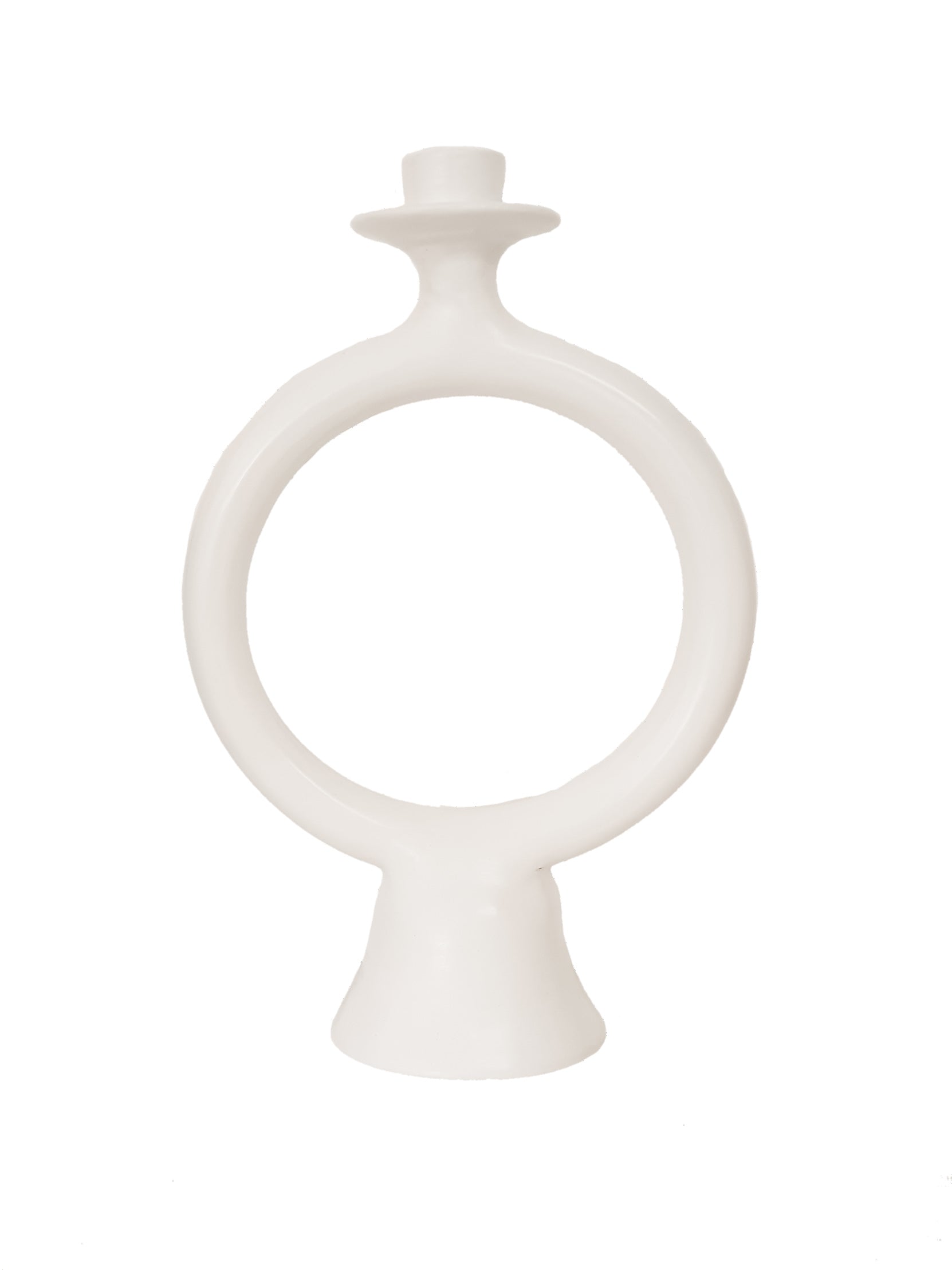 Tadelakt Round Candle Holder | White