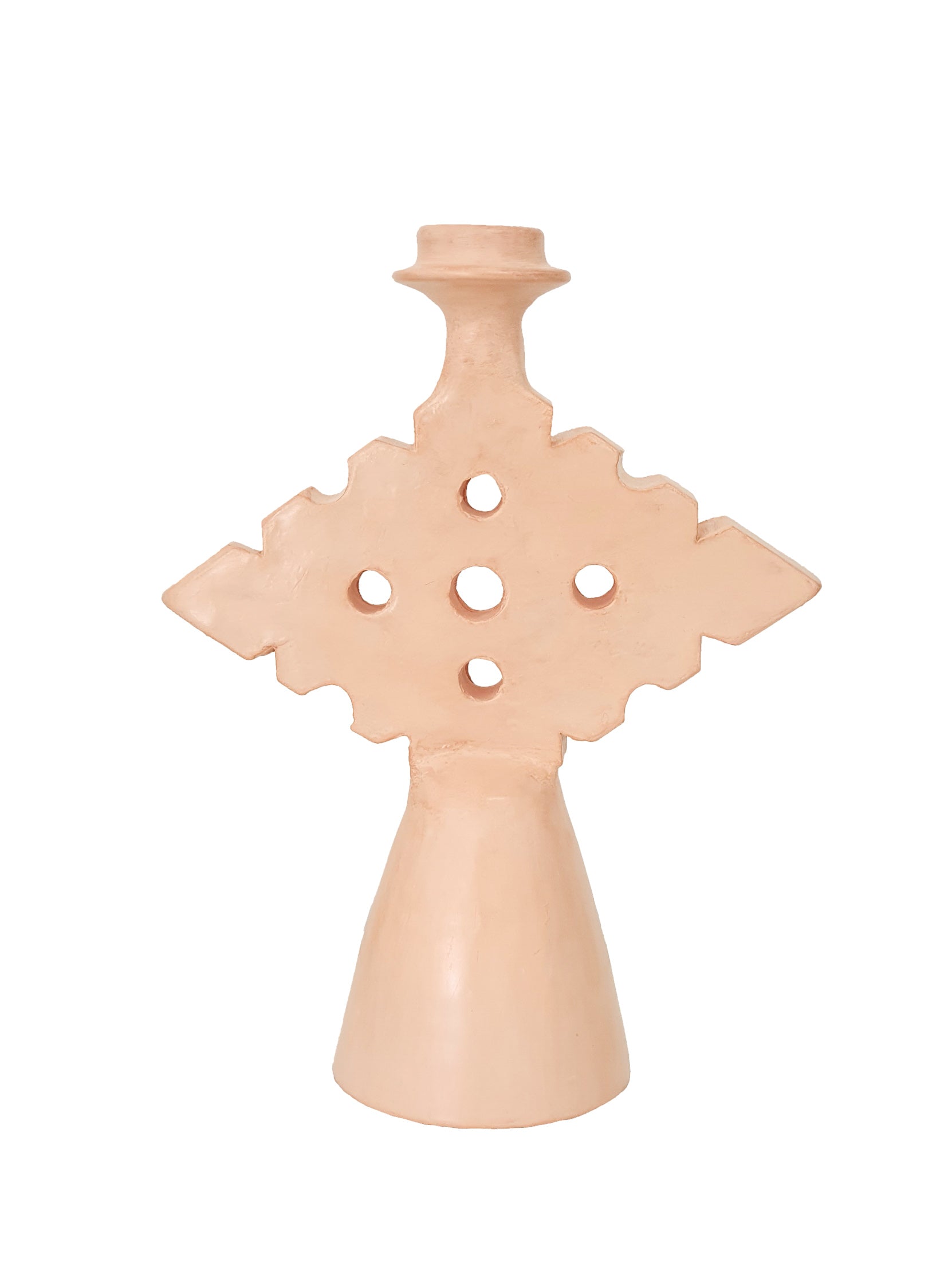 Tadelakt Diamond Candle Holder Medium | Peach