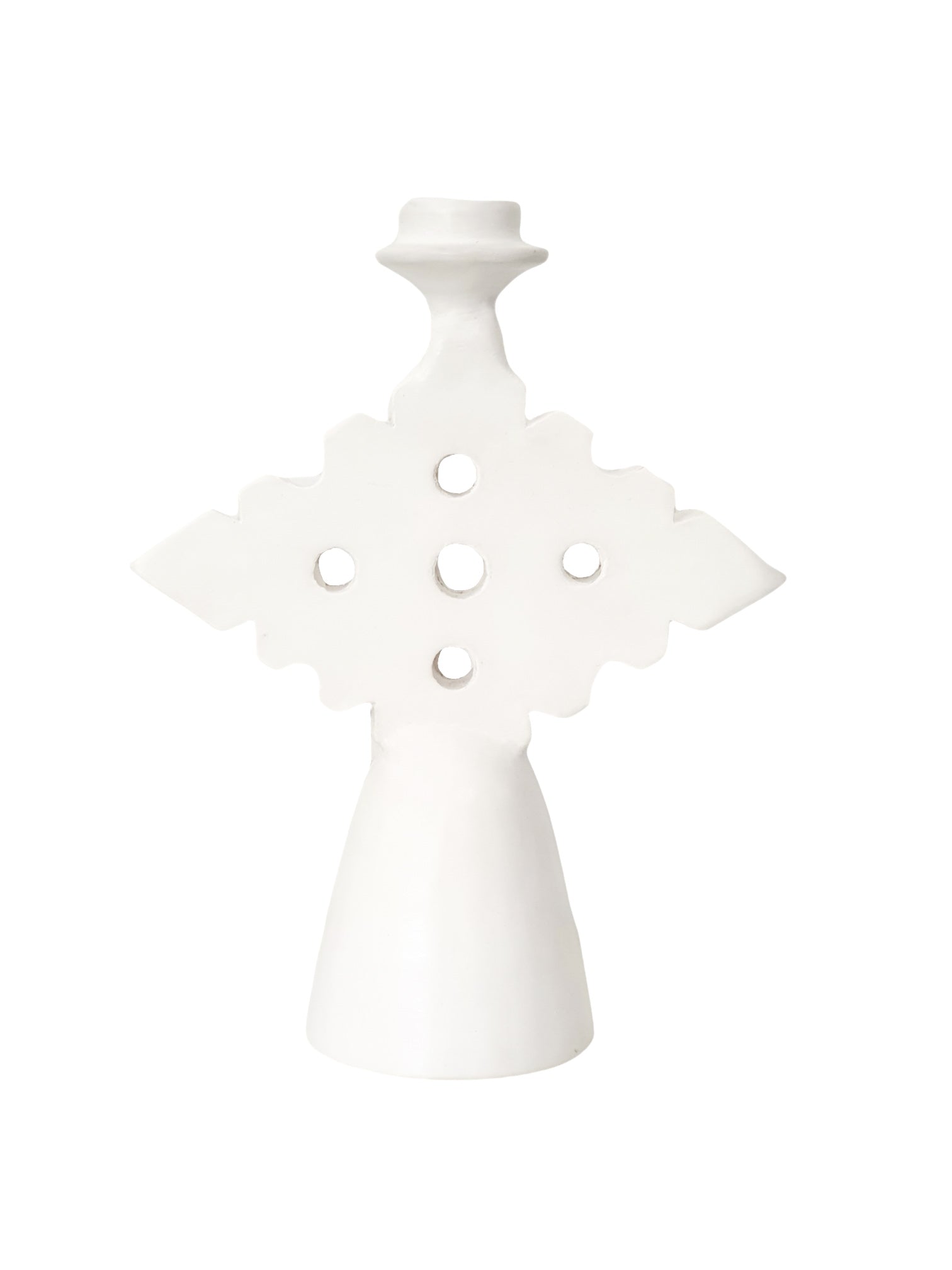 Tadelakt Diamond Candle Holder Medium | White