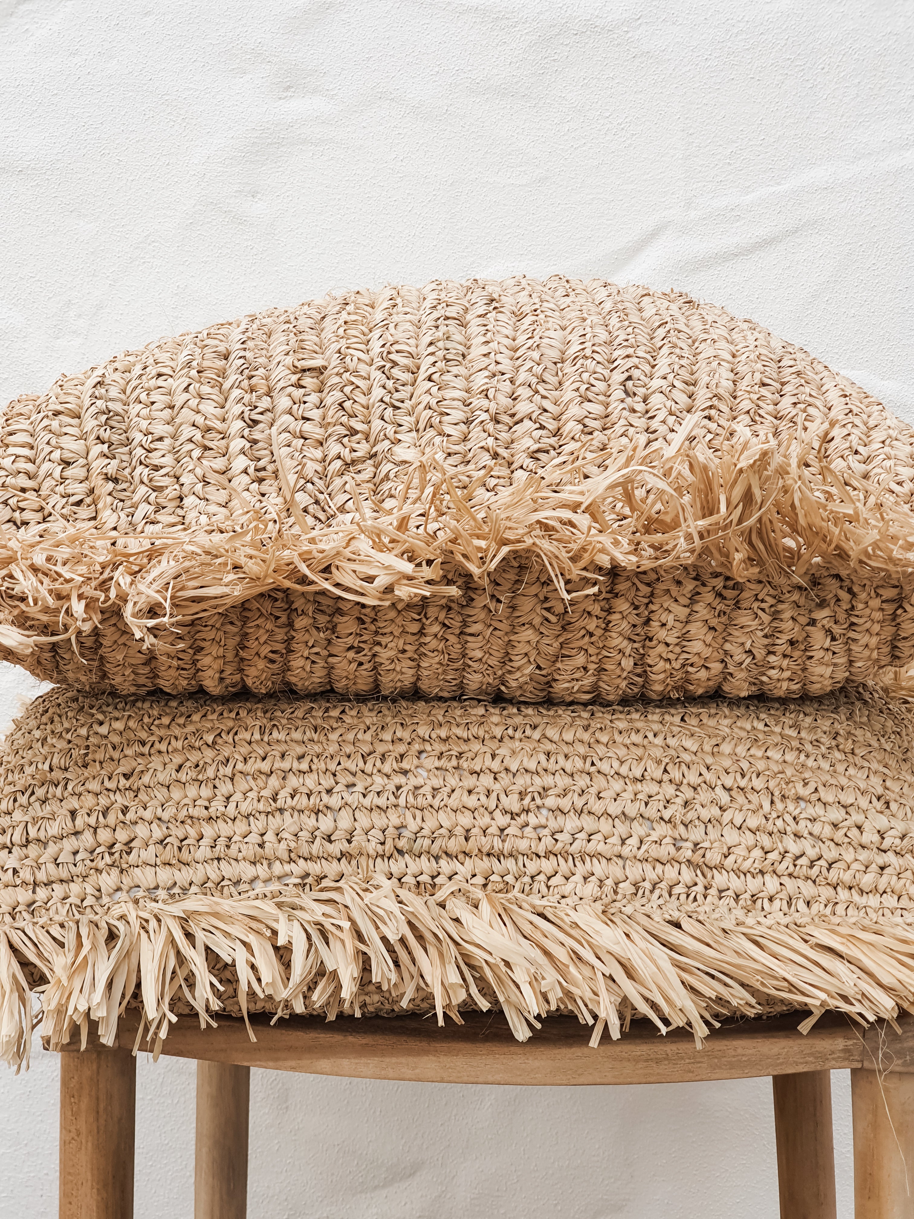 Natural Villa Luxe Raffia European Cushion side view