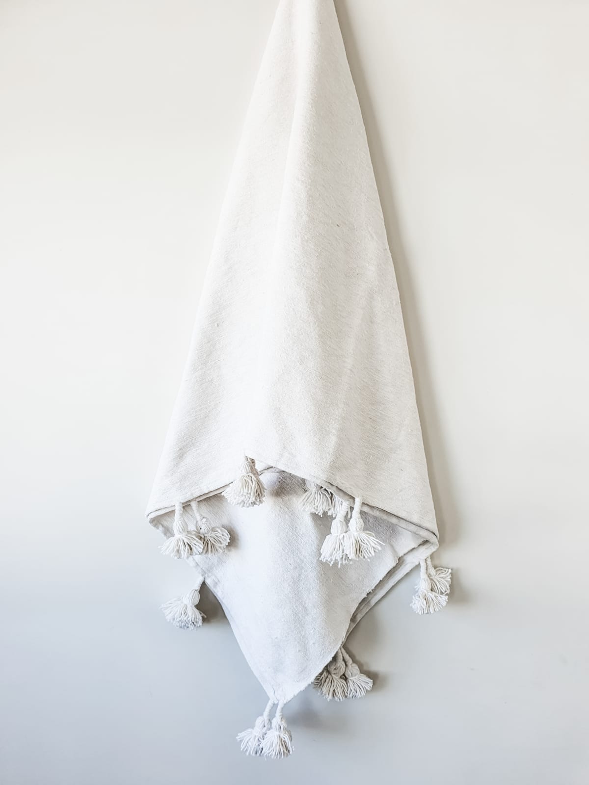 Moroccan Pom Blanket - Large - White